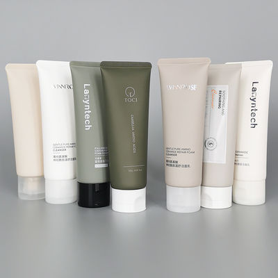Customized Cosmetics Packaging White Matte Empty Plastic Soft Squeeze Tubes for Lotion and Cream 100% Sugarcane Material